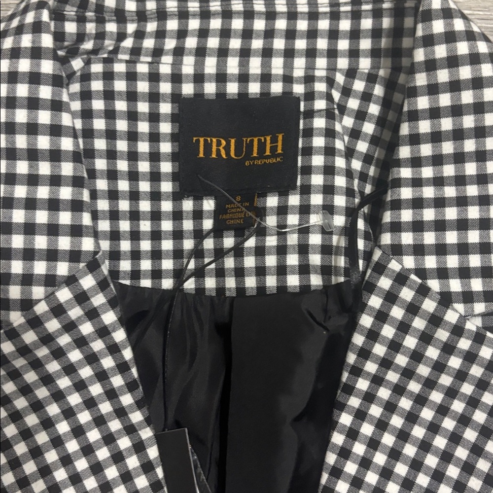 TRUTH BY REPUBLIC Womens Checkered Blazer Jacket NWT - Picture 3 of 9